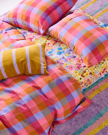 Pecan Pie Stripe Velvet Rectangle Cushion